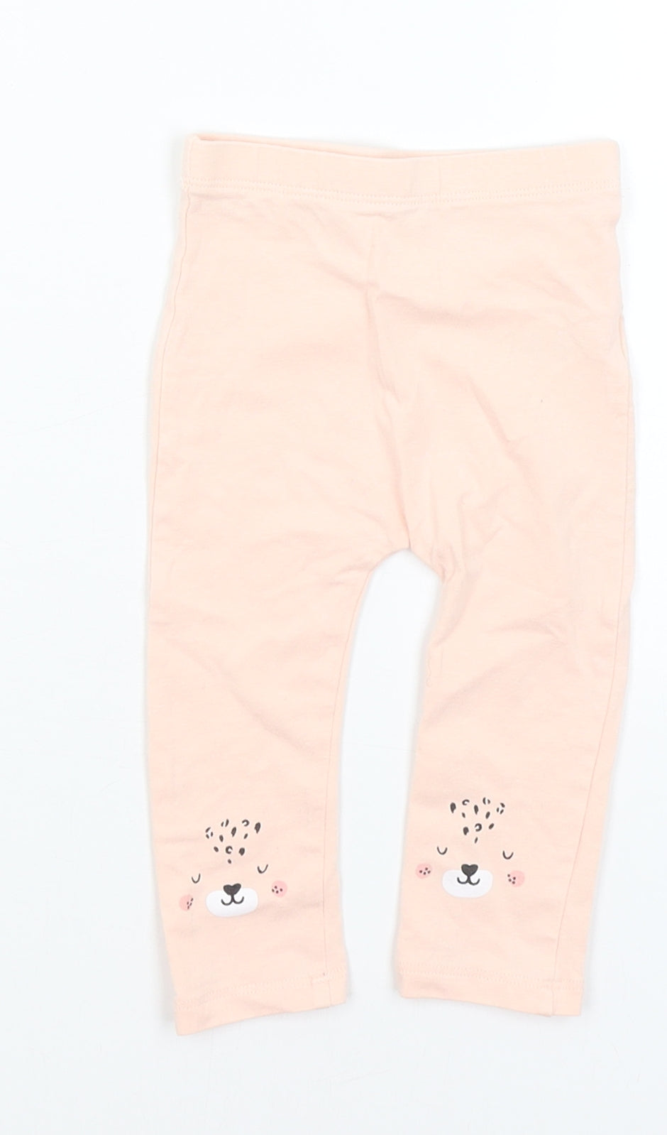 Matalan Baby Pink   Capri Trousers Size 6-9 Months  - Cat face