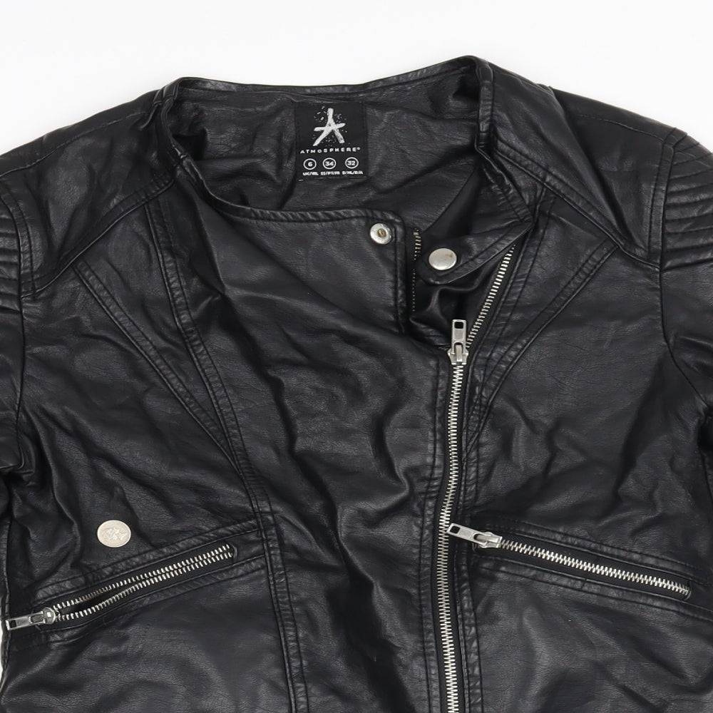 Atmosphere Womens Black   Biker Coatigan Size 6