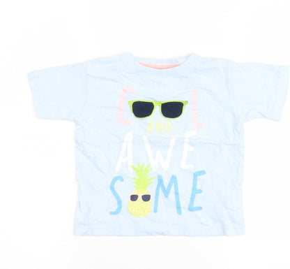 Additional front view of Urban Rascals girls’ blue basic t-shirt, size 3-4, years