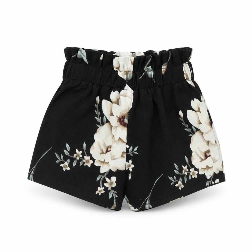 SheIn Girls Black Floral  Cut-Off Shorts Size 6 Years