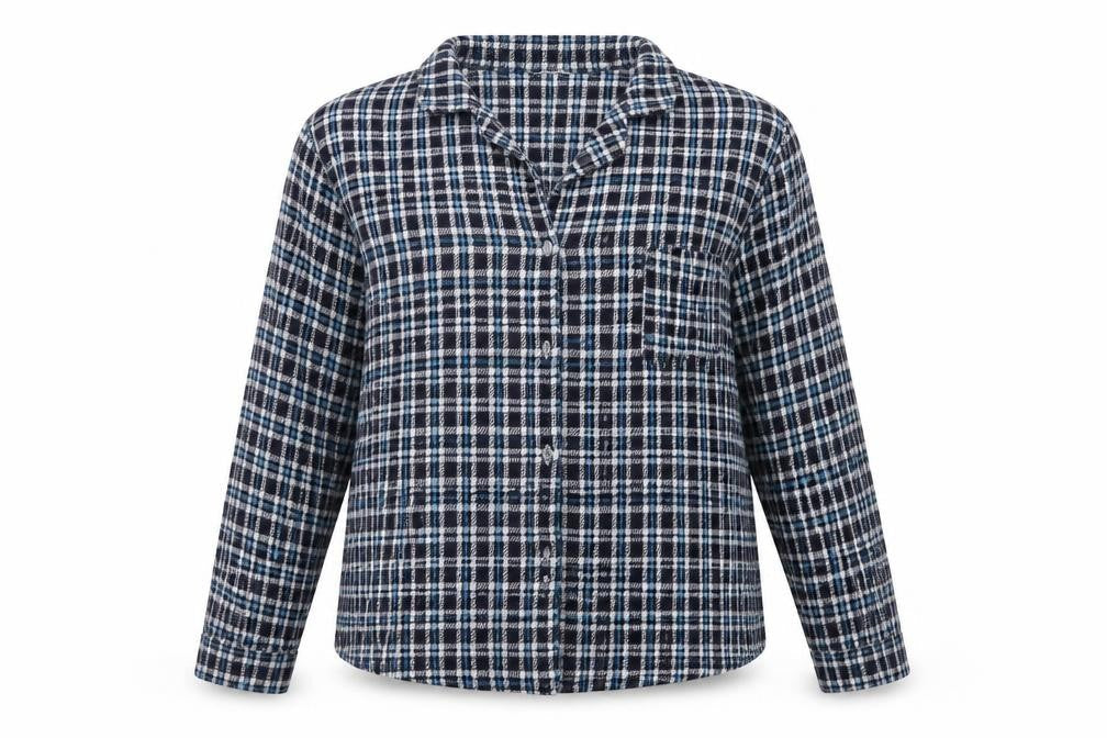 Sleep Well Womens Blue Check  Basic Button-Up Size 10