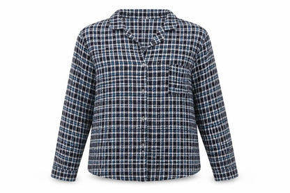 Sleep Well Womens Blue Check  Basic Button-Up Size 10