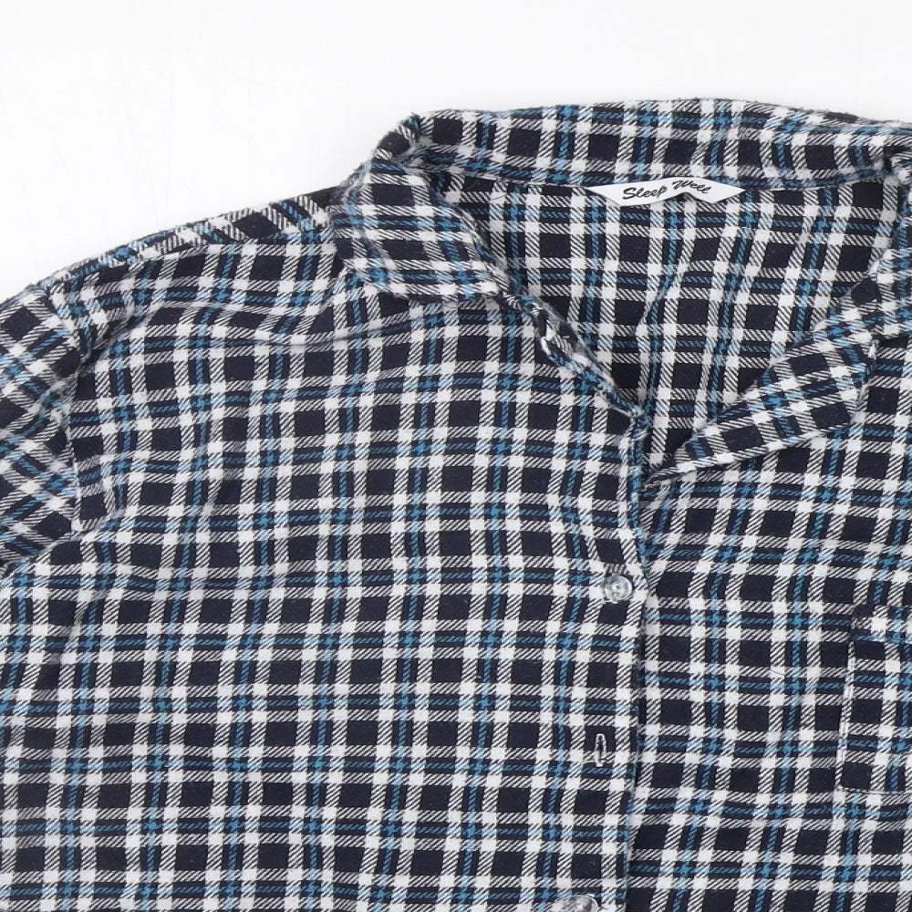 Sleep Well Womens Blue Check  Basic Button-Up Size 10