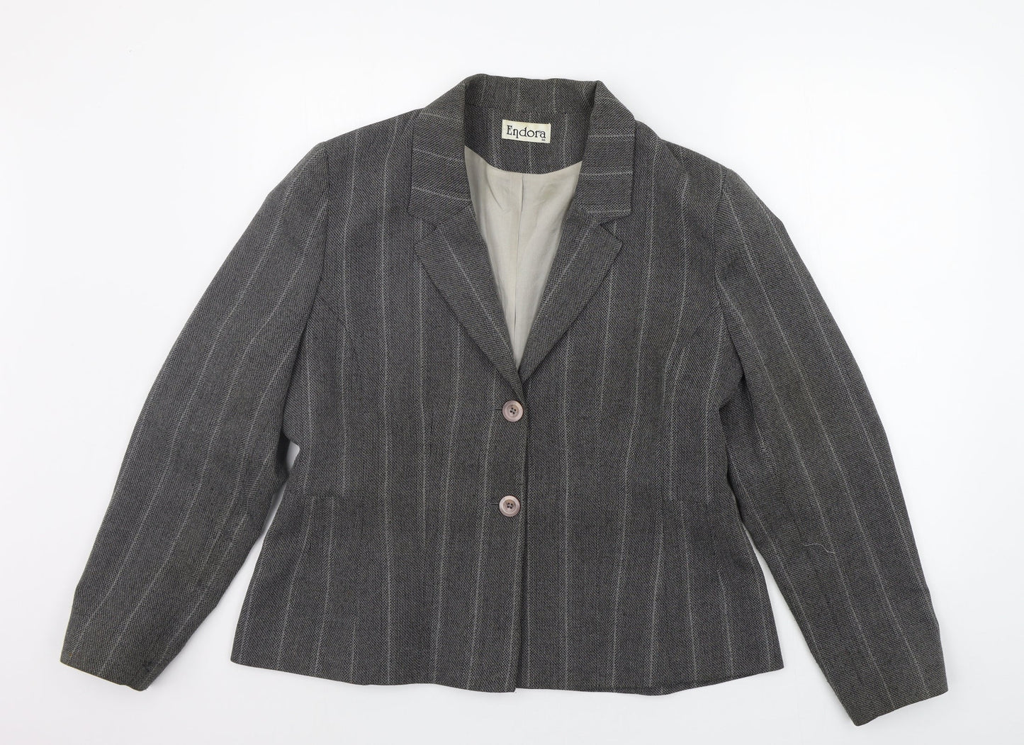endora Womens Grey Striped  Jacket Suit Jacket Size 16