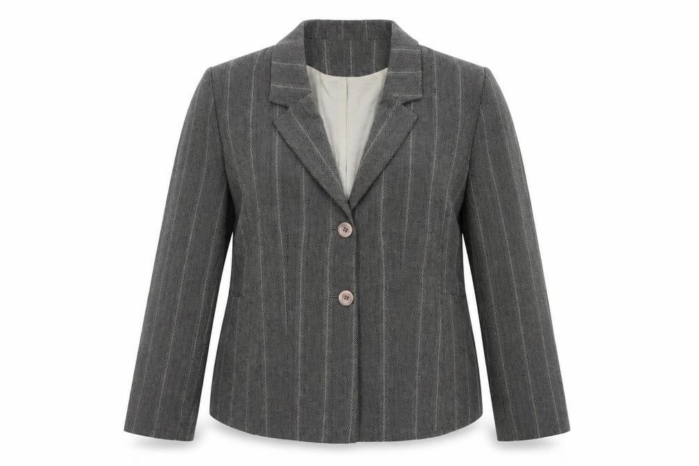 endora Womens Grey Striped  Jacket Suit Jacket Size 16