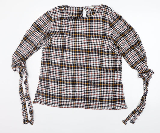 Matalan Womens Yellow Check  Basic Blouse Size 16