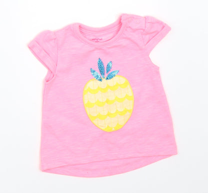 Additional front view of F&F girls’ pink basic t-shirt, size 0-3, months