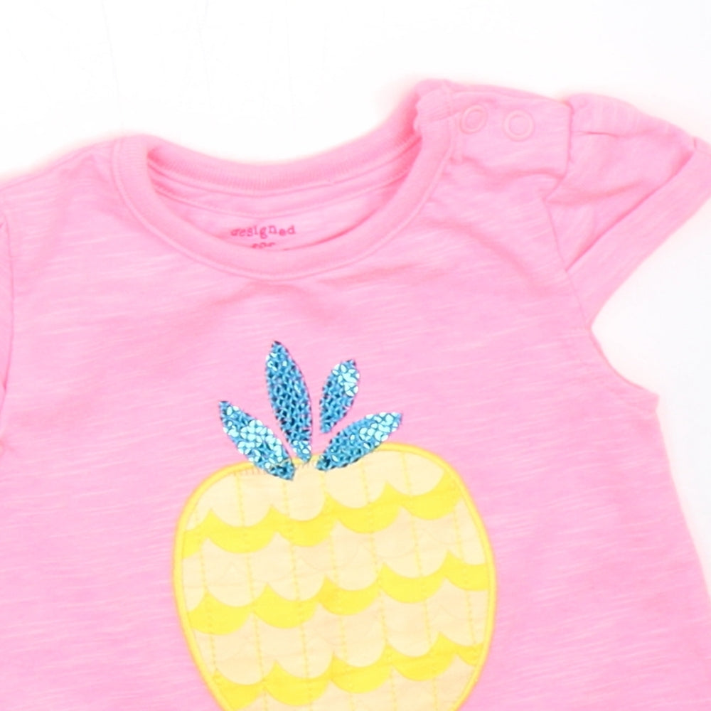 F&F Girls Pink   Basic T-Shirt Size 0-3 Months