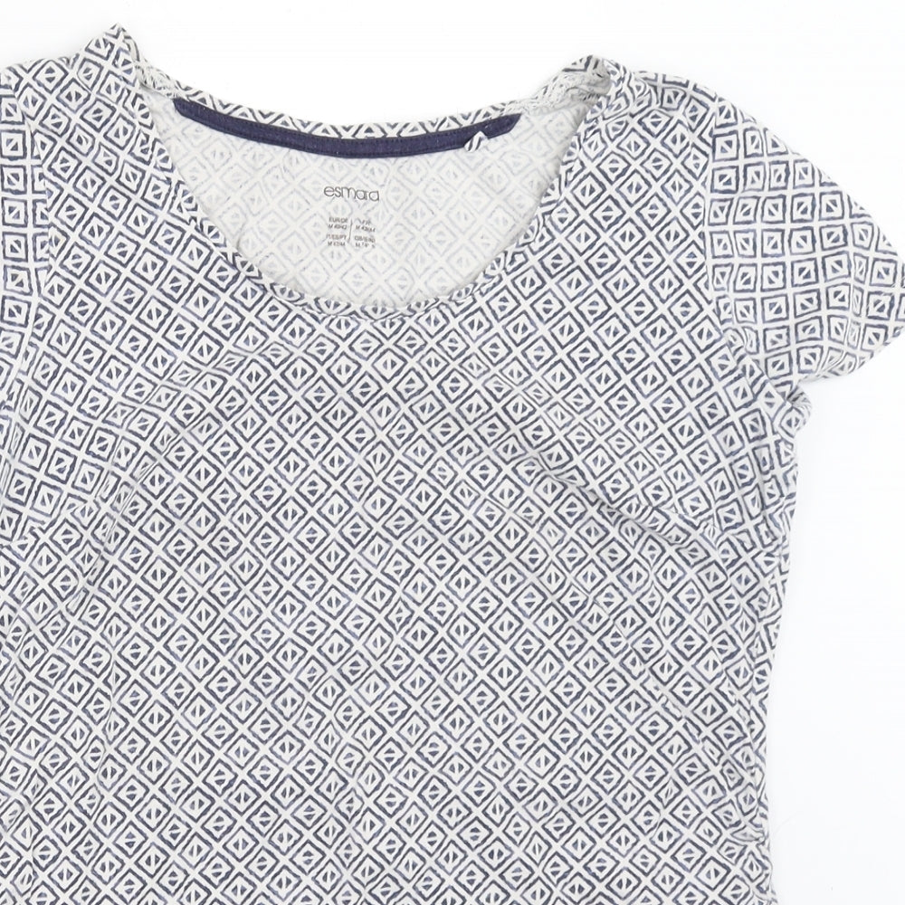 ESMARA Womens White Geometric  Basic T-Shirt Size M