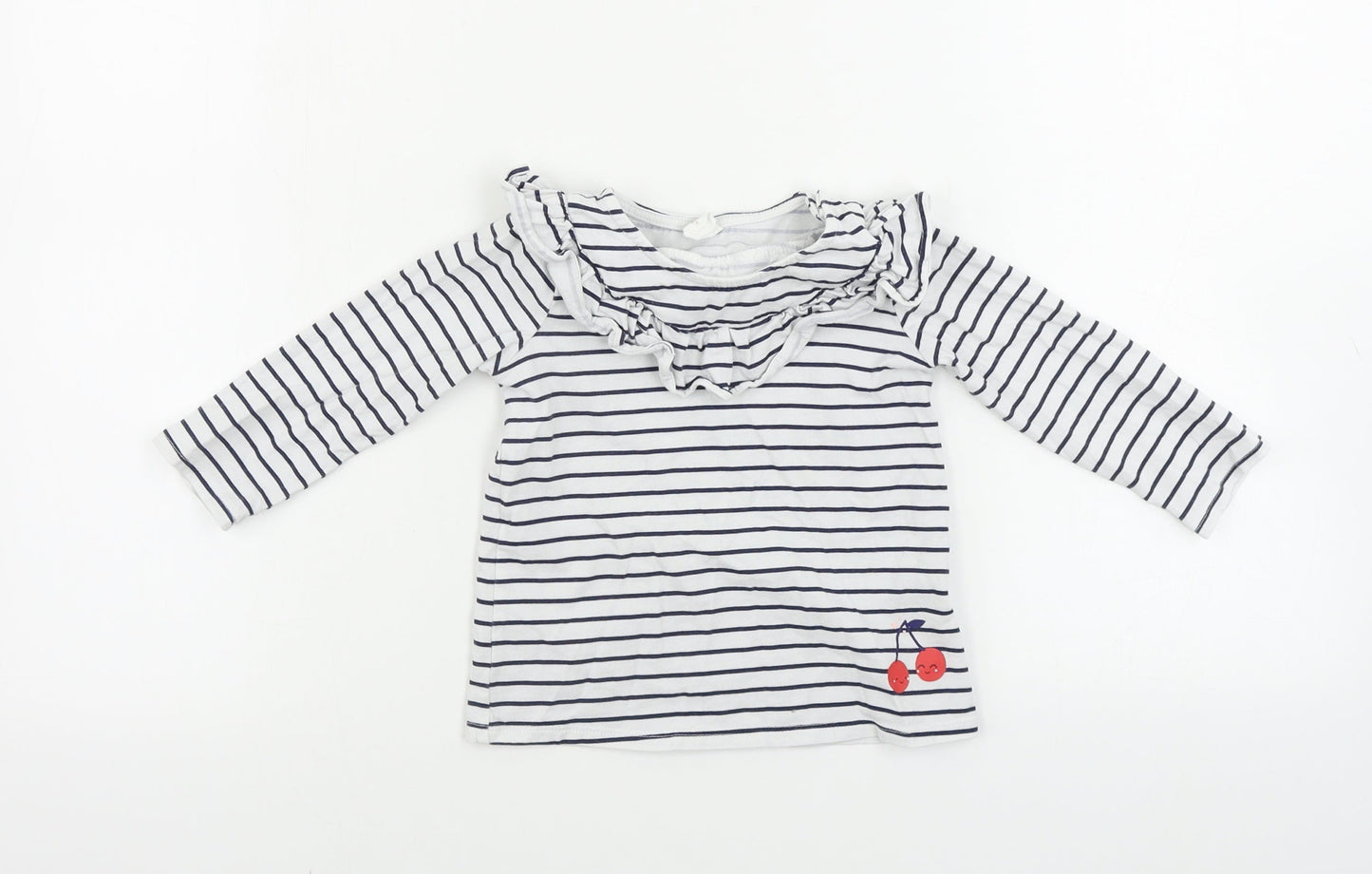 H&M  Boys White Striped  Basic T-Shirt Size 12-18 Months