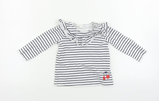 H&M  Boys White Striped  Basic T-Shirt Size 12-18 Months