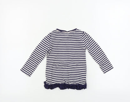 Back view of F&F girls’ blue striped basic t-shirt, size 12-18, months
