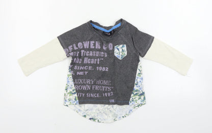 Additional front view of Next girls’ grey basic t-shirt, size 12-18, months