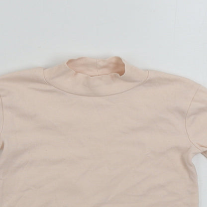 Close-up detail of George girls’ pink basic t-shirt, size 4-5, years