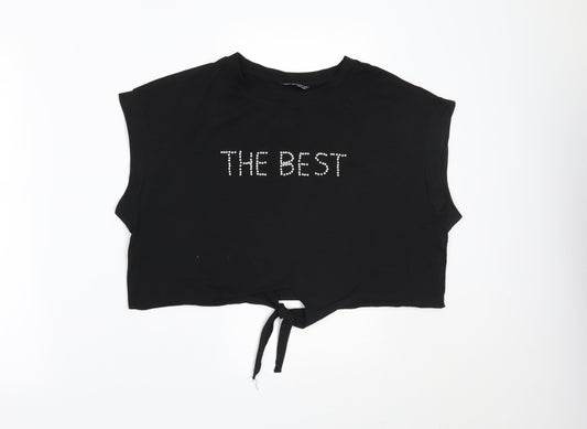 SheIn# Womens Black   Cropped T-Shirt Size L