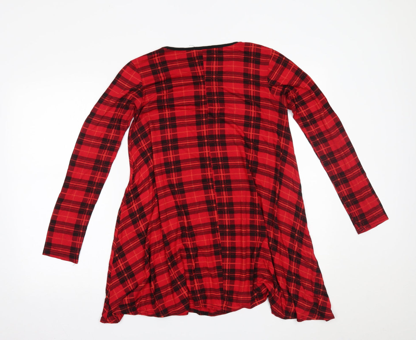 Cherry Couture Womens Red Plaid  Basic Blouse Size M