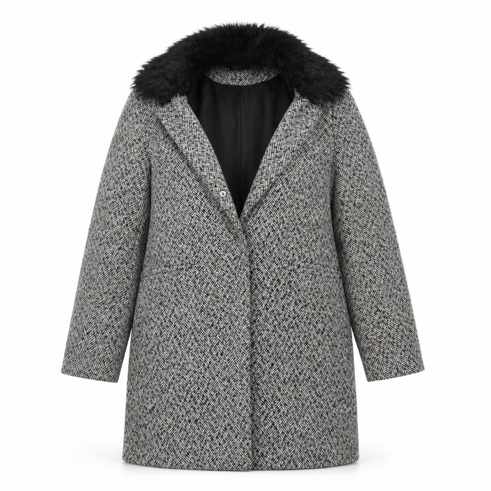 Primark Womens Grey Check  Overcoat Coat Size 12