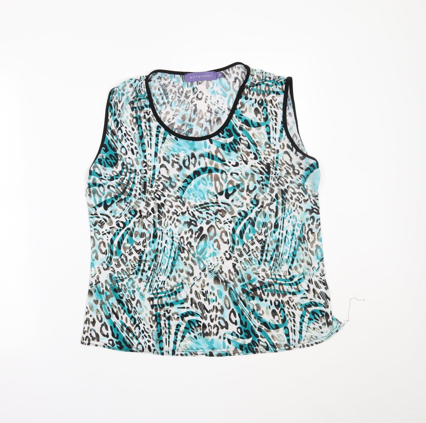 Autonomy Womens Blue Animal Print  Pullover Tank Size 14