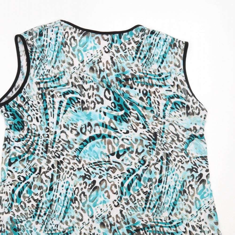 Autonomy Womens Blue Animal Print  Pullover Tank Size 14