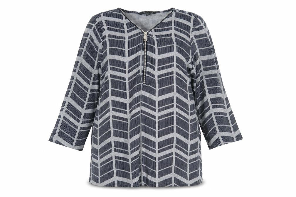 Love Leisure Womens Blue Geometric  Basic Blouse Size 16