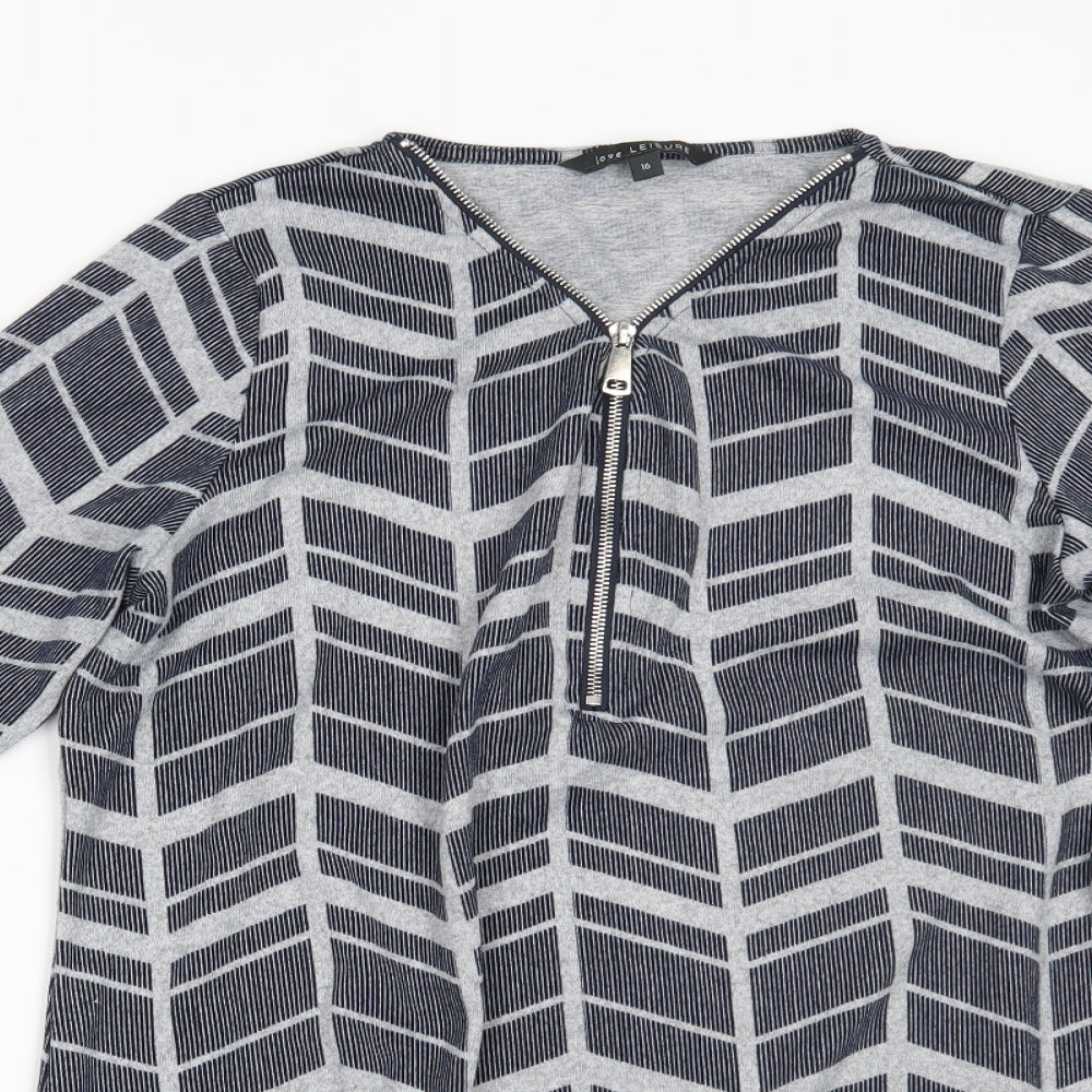 Love Leisure Womens Blue Geometric  Basic Blouse Size 16