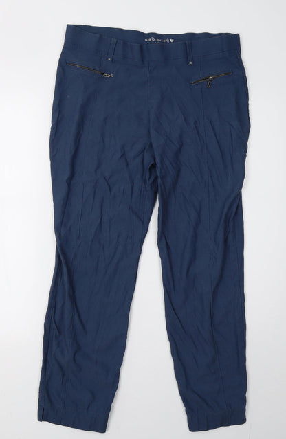 Additional front view of canda women’s blue trousers, size UK 14, 28-inch leg