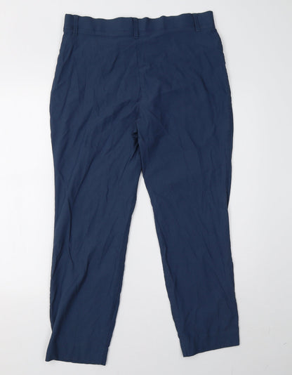 Back view of canda women’s blue trousers, size UK 14, 28-inch leg