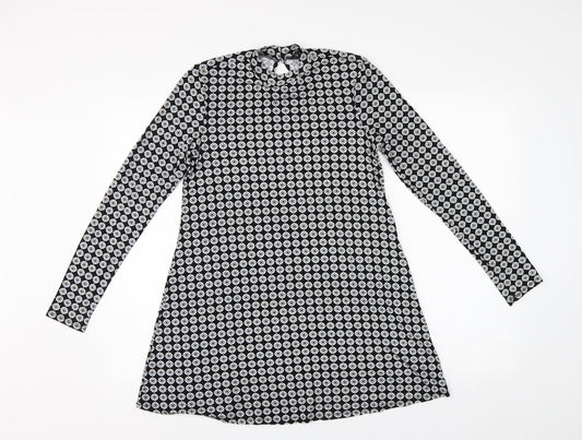 Dorothy Perkins Womens Black Geometric  Tunic Blouse Size 10