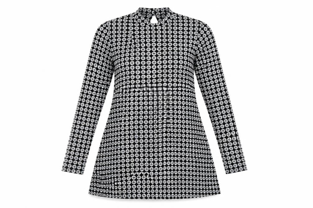 Dorothy Perkins Womens Black Geometric  Tunic Blouse Size 10