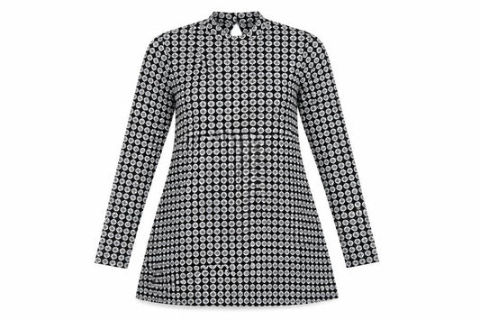 Dorothy Perkins Womens Black Geometric  Tunic Blouse Size 10