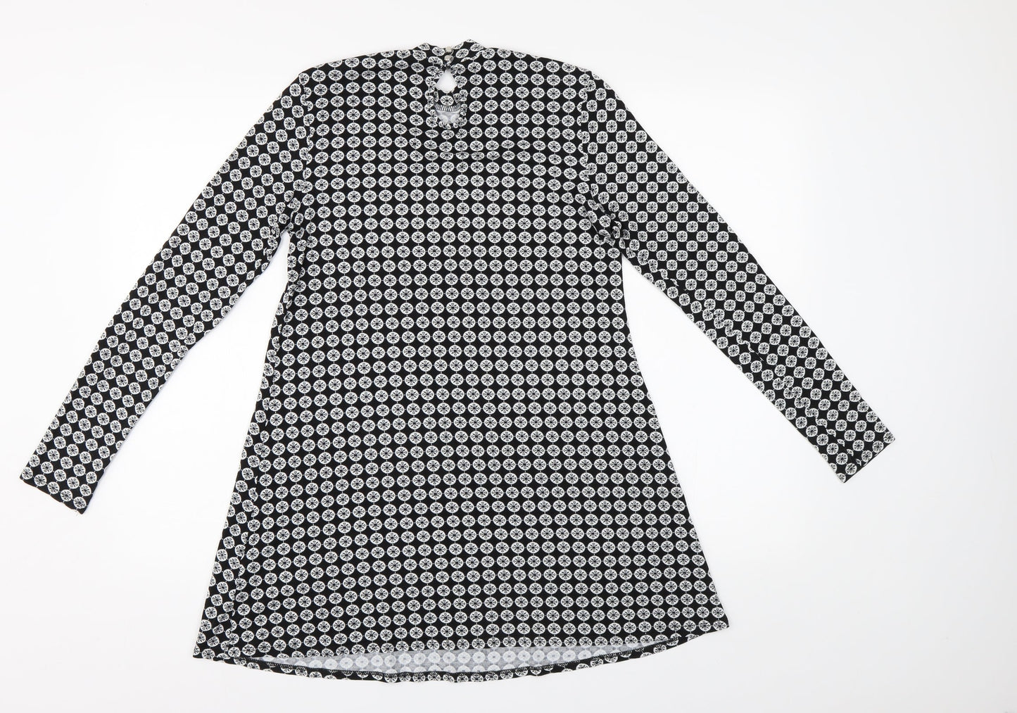 Dorothy Perkins Womens Black Geometric  Tunic Blouse Size 10