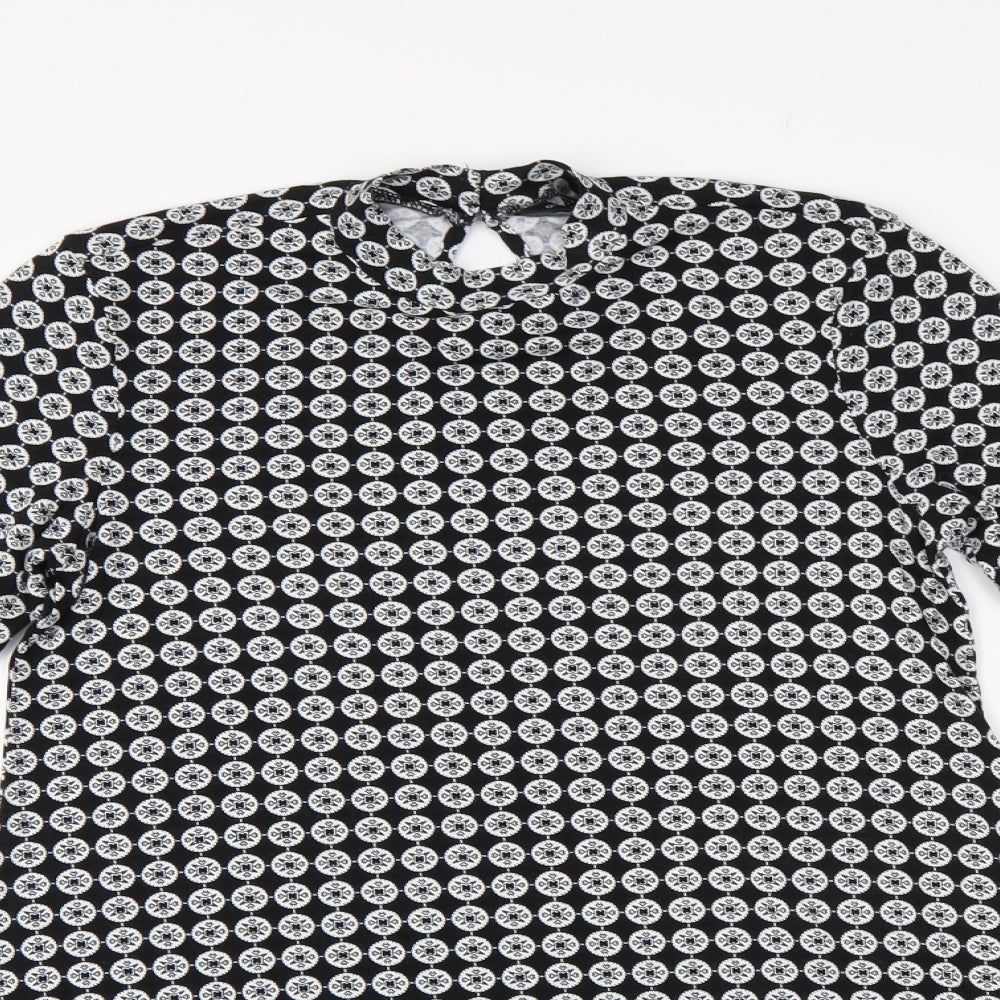 Dorothy Perkins Womens Black Geometric  Tunic Blouse Size 10