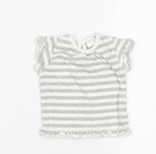 F&F Baby Grey Striped  Basic T-Shirt Size 0-3 Months
