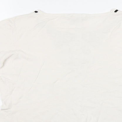 Country Casuals Womens White Pullover Jumper Size M - Embelished Neckline