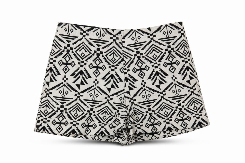 Miss Selfridge Womens White Geometric  Hot Pants Shorts Size 10