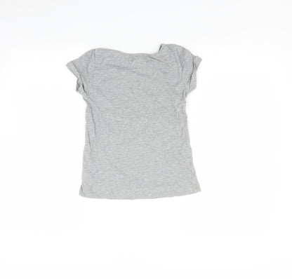 Back view of H&M girls’ grey basic t-shirt, size 9-10, years - heritage state
