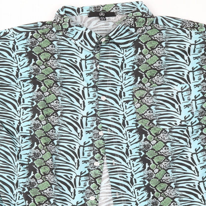 Close-up detail of Missguided women’s multicoloured basic blouse, size UK 8