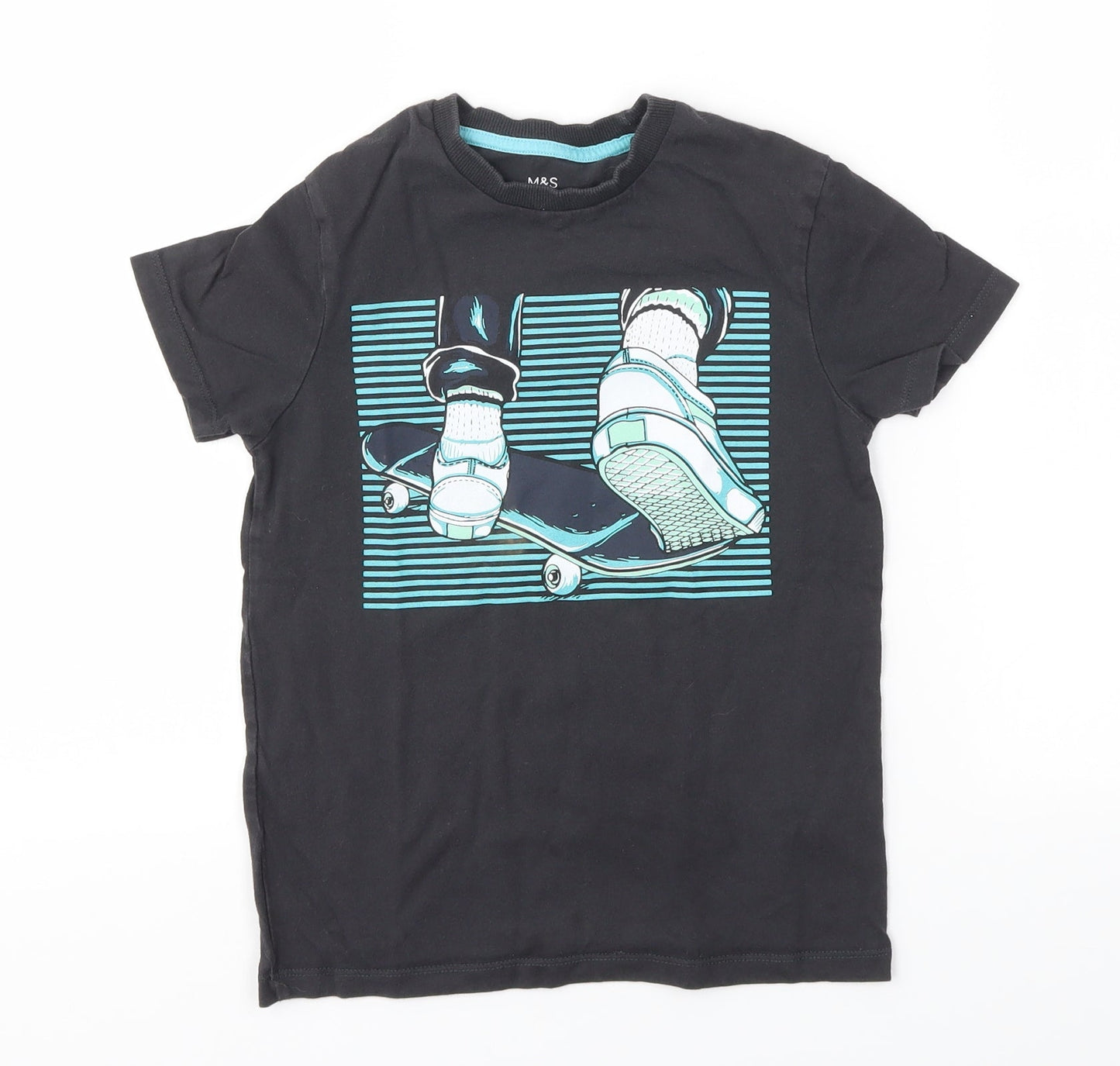 M&S Boys Grey   Basic T-Shirt Size 7-8 Years
