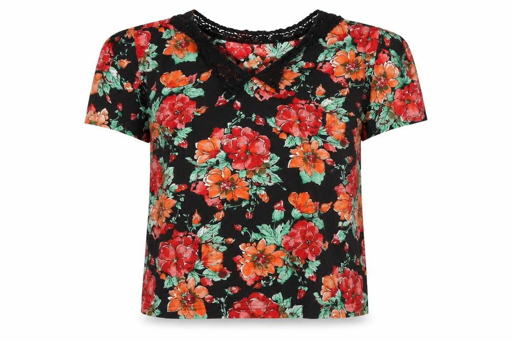 SOULE Womens Multicoloured Floral  Basic Polo Size 16