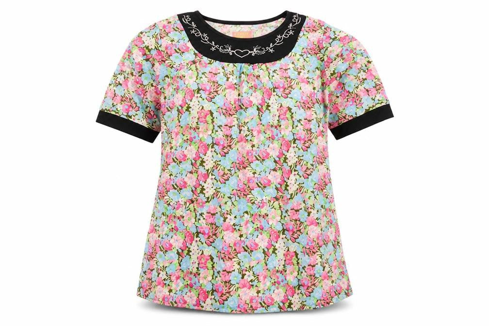 CECILIA Womens Multicoloured Floral  Basic T-Shirt Size M