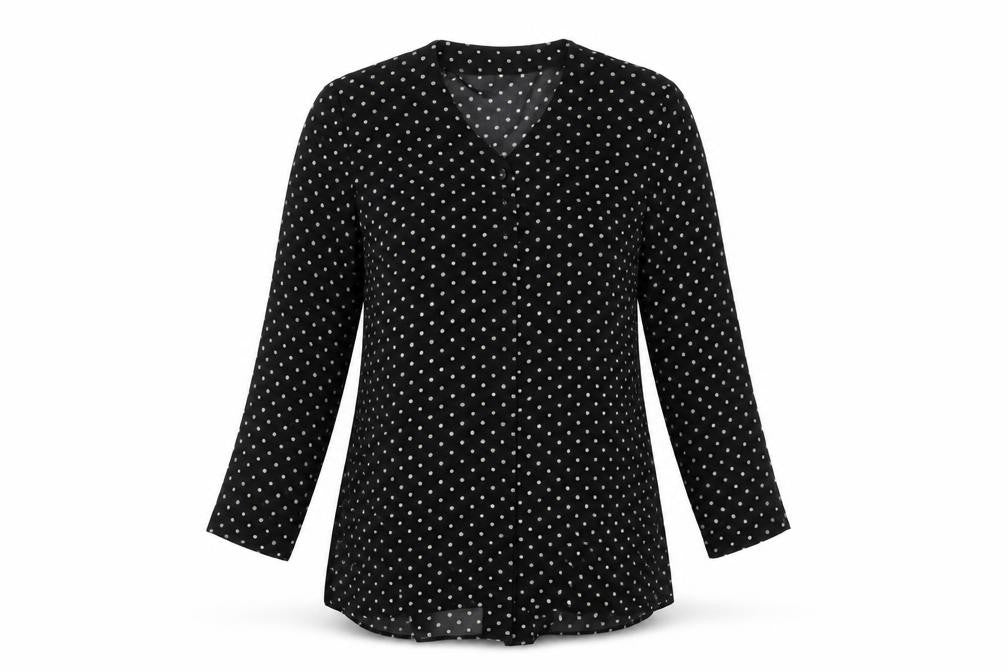 Richard Roberts Womens Black Polka Dot  Basic Button-Up Size L