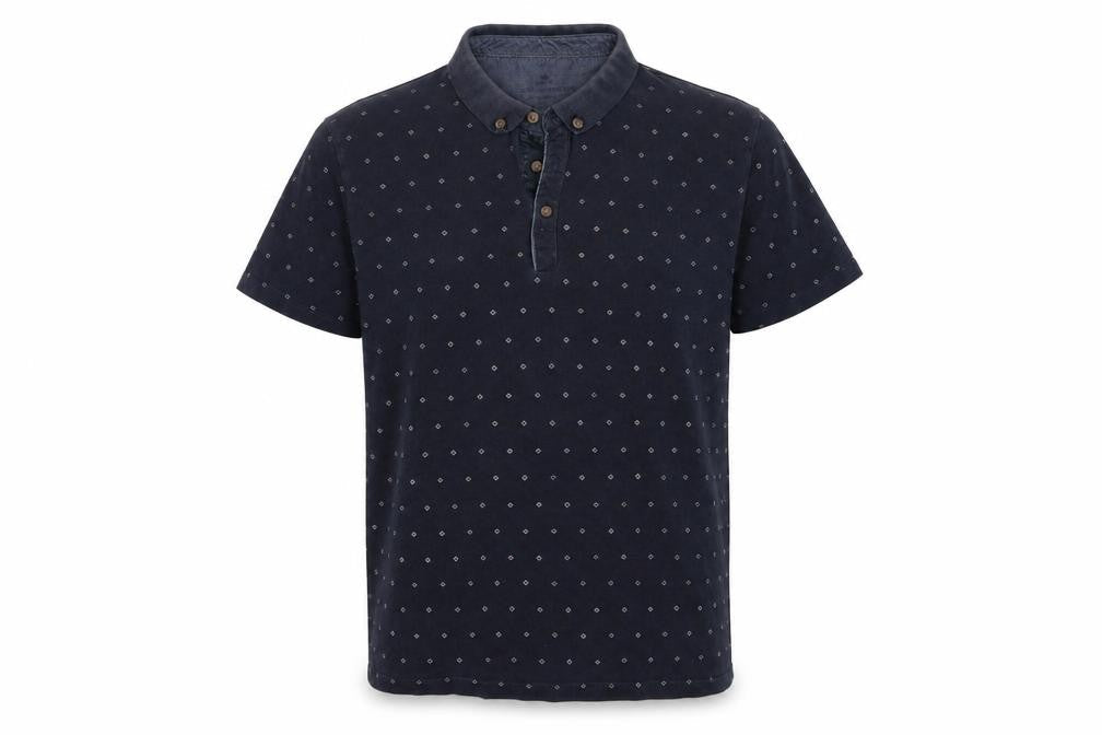 Easy Mens Blue Geometric   Polo Size L