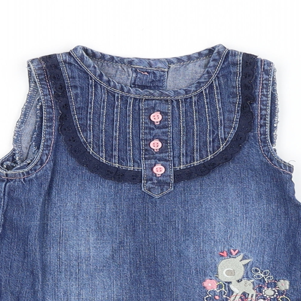 Preworn Girls Blue   Dungaree One-Piece Size 36 Months