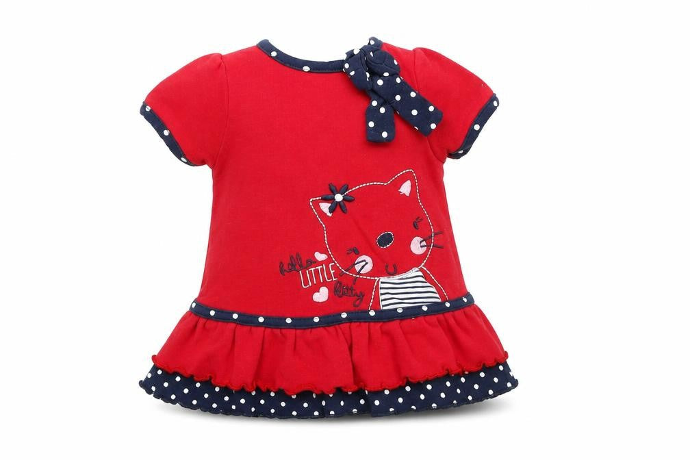 Preworn Girls Red Spotted  Basic Blouse Size 3-6 Months