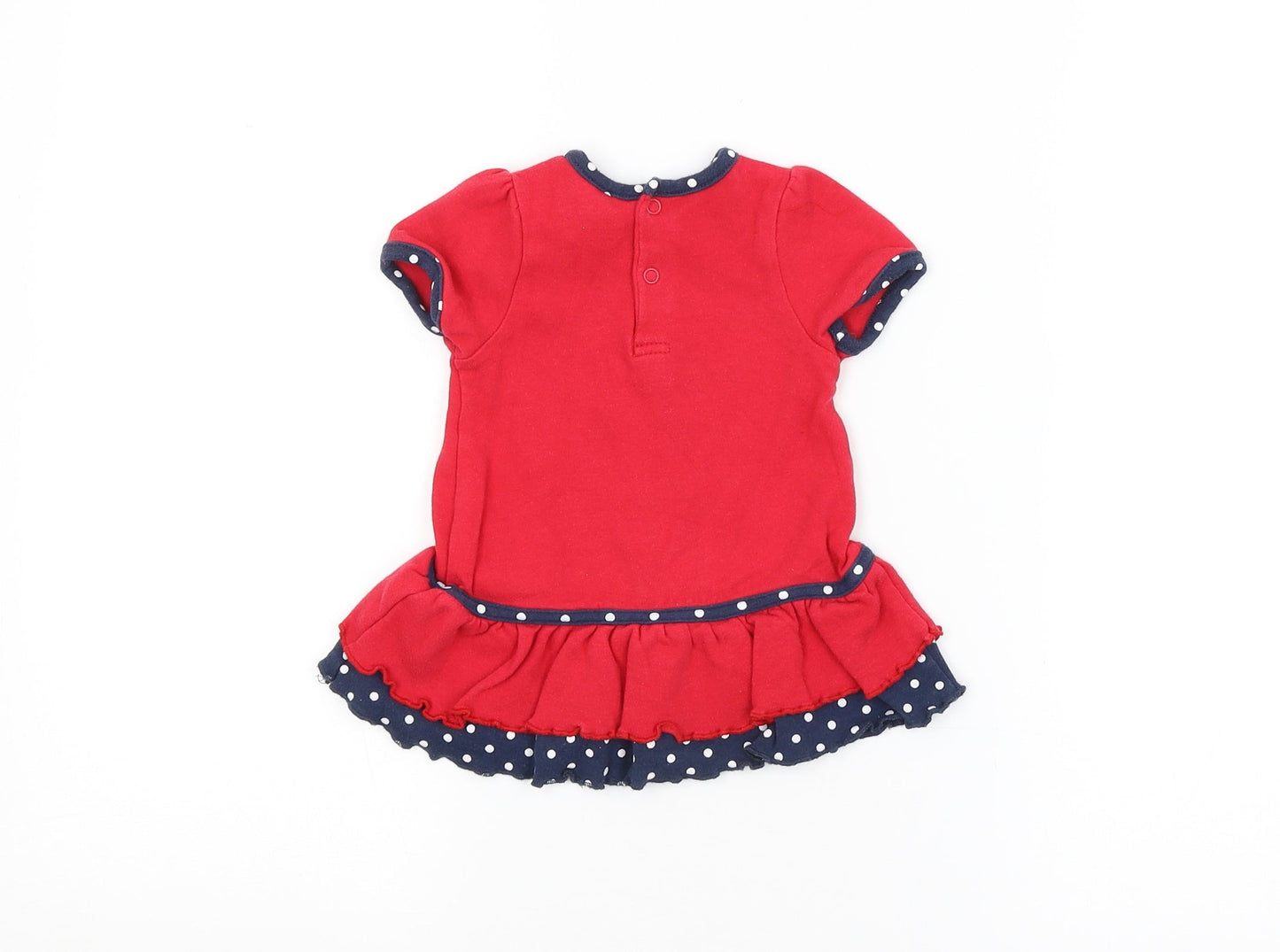 Preworn Girls Red Spotted  Basic Blouse Size 3-6 Months