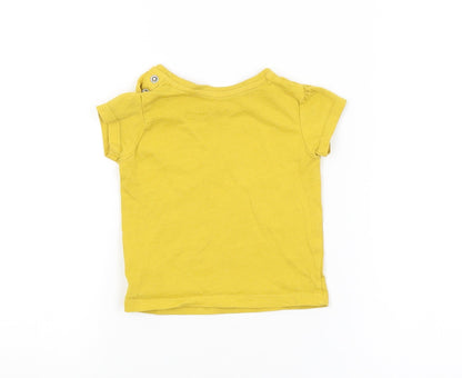 Back view of Primark Baby Yellow Basic T-Shirt, size 3-6, Months - HAPPY