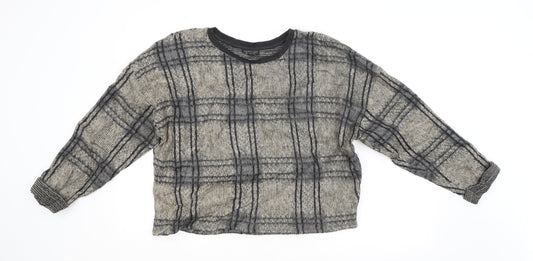 Topshop Womens Beige Check  Pullover Jumper Size 14