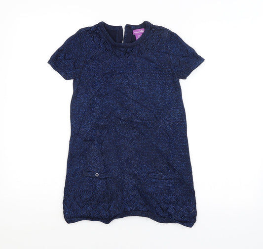 Preworn Girls Blue   Jumper Dress  Size 5-6 Years