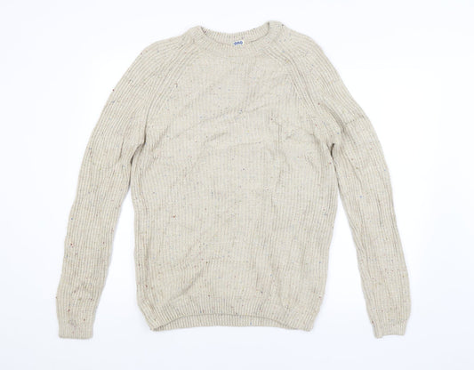 OSLO Mens Beige Striped  Pullover Jumper Size M