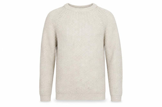 OSLO Mens Beige Striped  Pullover Jumper Size M